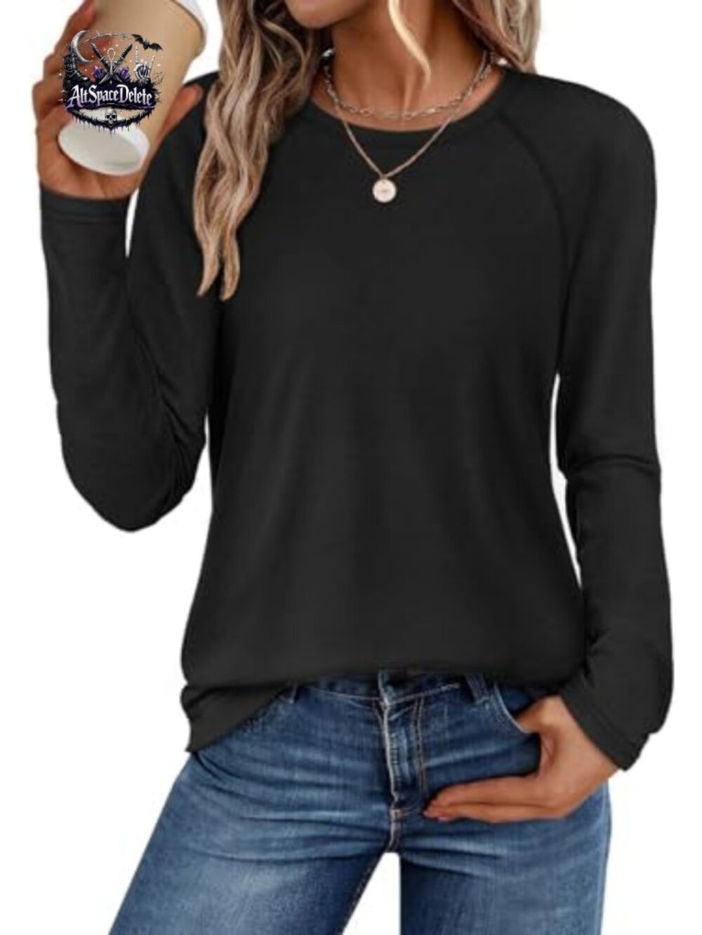 Long Sleeve Tunic Top Women's Round Neck Loose Fit Casual T Shirt for Fall